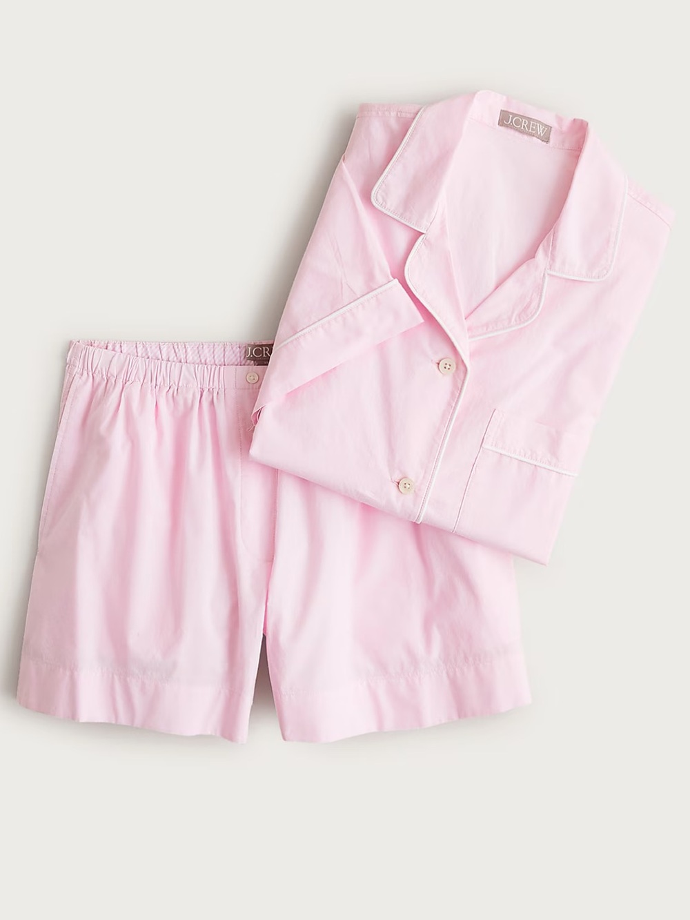J. Crew Pajama short set in end-on-end cotton in light pink